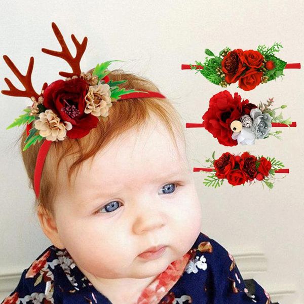 

hair accessories christmas headband deer ear hairbands baby headbands flowers cute hoops for girls chic headwaer, Slivery;white
