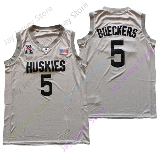 

2021 ncaa college baseketball connecticut uconn huskies jersey 5 paige bueckers grey all stitched size s-3xl, Black;red