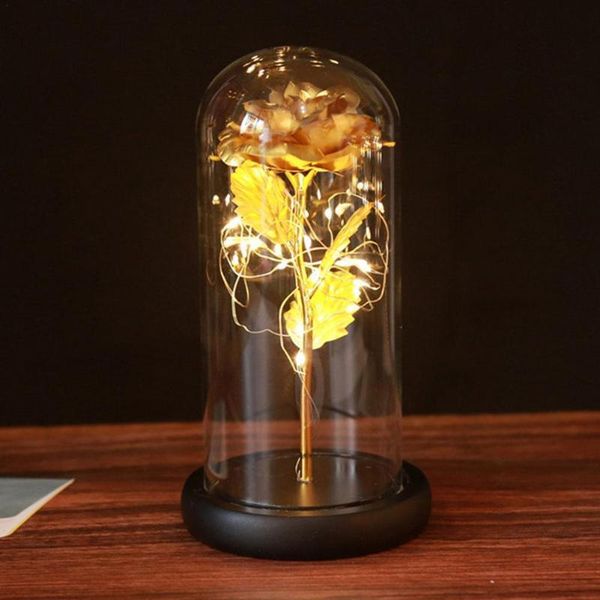 

everlasting flower glass cover decoration eternal rose decor for home led in gift valentines night day light p6s9 decorative objects & figur