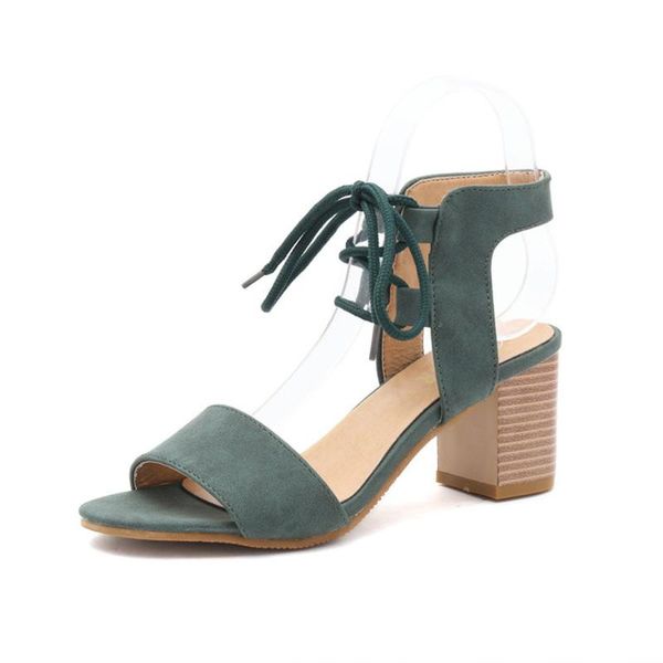 

sandals summer shoes woman mules high heels peep toe cross hollow ankle strap solid flock ladies women, Black