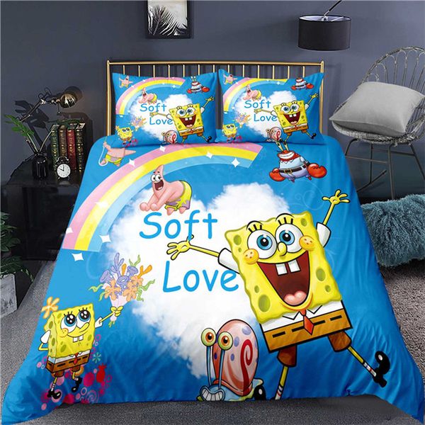 

selling cartoon spongebob 3d printing colorful bedding sets duvet cover-95