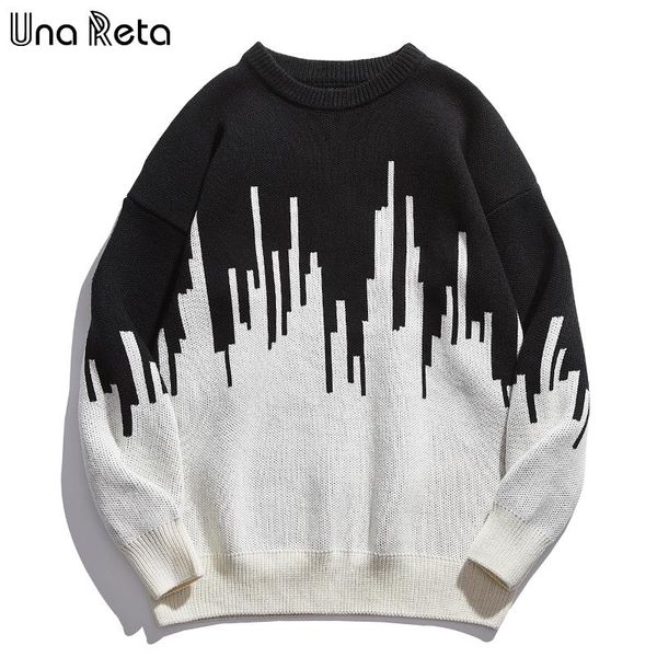 

men's sweaters una reta sweater men harajuku autumn winter clothing geometry knitted pullover soft oversized, White;black