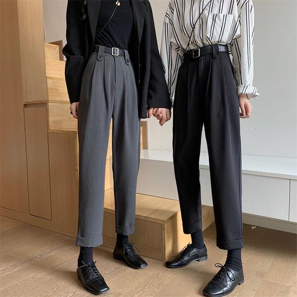 

women's pants & capris vertical pleated suit autumn korean 2021 high waist slim nine point straight casual children chic, Black;white