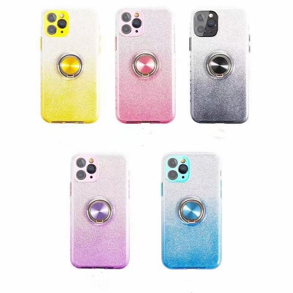 Gradient Glitter Kickstand Case для iPhone 12 Pro Max Mini 11 7 8 Plus Blinking Culter Phone Anti-Fall защитная крышка с держателем