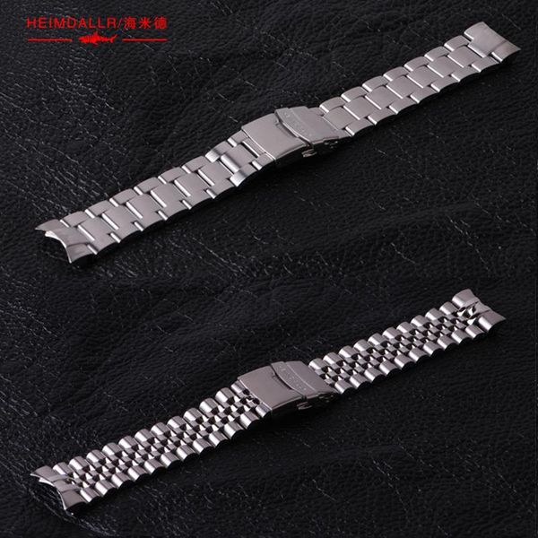 

watch bands heimdallr skx007 bracelet 22mm width solid 316l stainless steel deployment buckle strap for skx diver, Black;brown