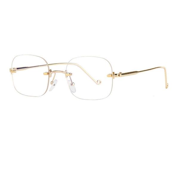 

fashion sunglasses frames rimless glasses women transparent frame men optical metal eyeglasses retro eyewear fake, Black