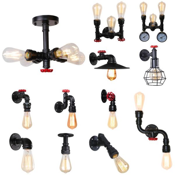 

wall lamps retro vintage lamp industrial led e27 indoor water pipe lighting bedside light sconce home decor loft living room kitchen