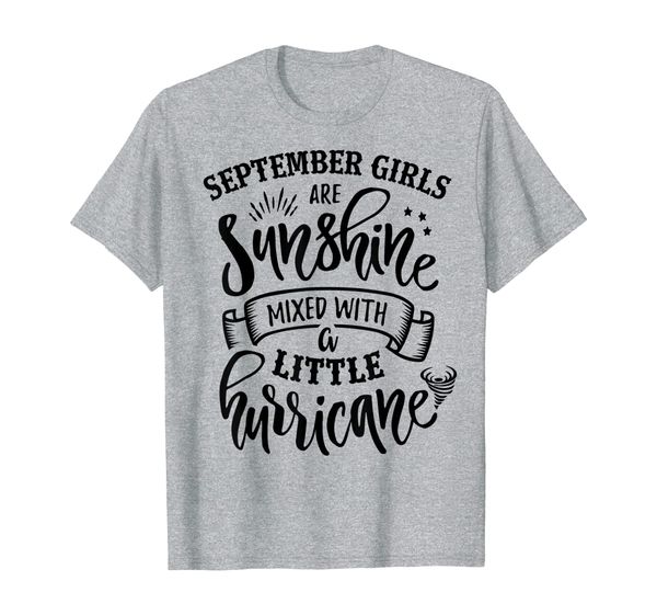 

september girls are sunshine mixed little hurricane t-shirt, White;black