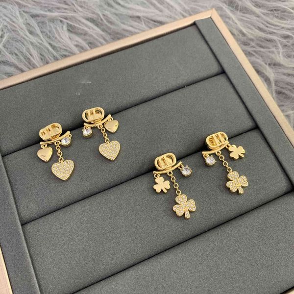 

d family 2021 new cd letter tassel love earrings female dijia net red star leaf, Golden