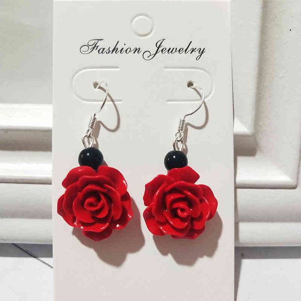 

chinese style products national lacquer carved rose earrings women's short simple