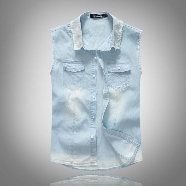 

men's vests 2021 fashion 5xl denim vest jacket sleeveless casual waistcoat jean coat ripped slim fit male, Black;white