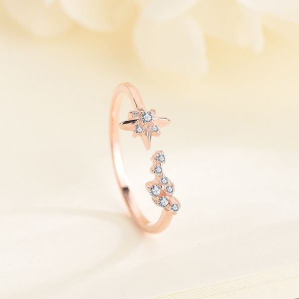 

s925 silver little girl, light, tiktok, ring, voice, red, fashion, and combination., Black