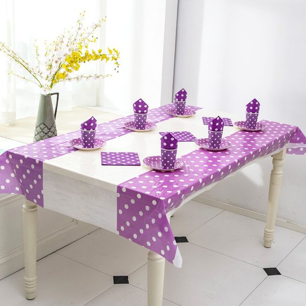 

purple dot party layout set supplies tableware venue props