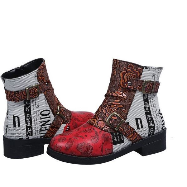 

european and american style belt buckle martin boots 2021, low heel short cylinder printed letter plush women's shoes eu35-eu43, Black