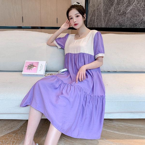 

arrive summer maternity dress woman casual patchwork large size dresses pregnant clothing md-02910, White
