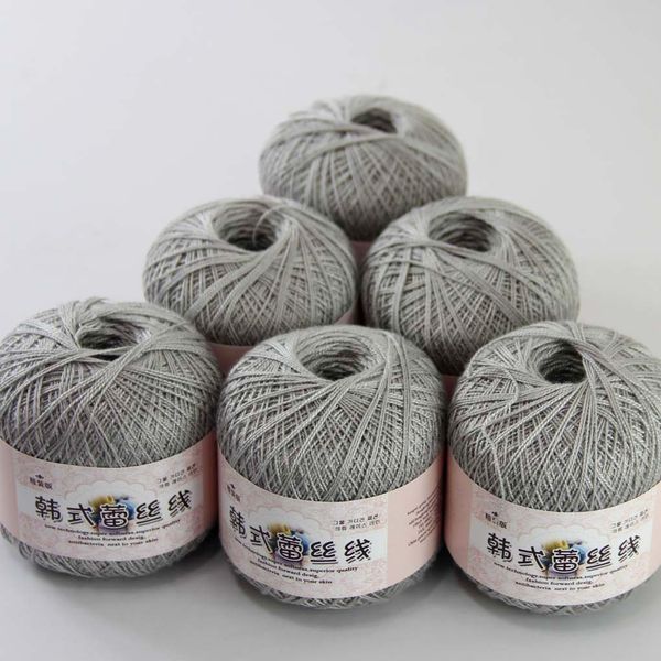 

sale 6ballsx50g soft cotton yarn thread crochet lace sweaters knitting crocheted gray 16122-6, Black;white