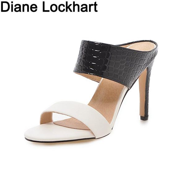 

women sandals fashion beautiful high heels ladies summer shoes black white plus size 40 41 42 43 zapatos de mujer