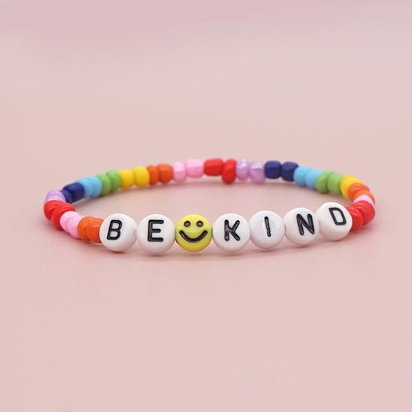 

beaded, strands moloye 2021 ins simple design european and american geometric bohemian bracelet acrylic letter beads color rice bead, Black