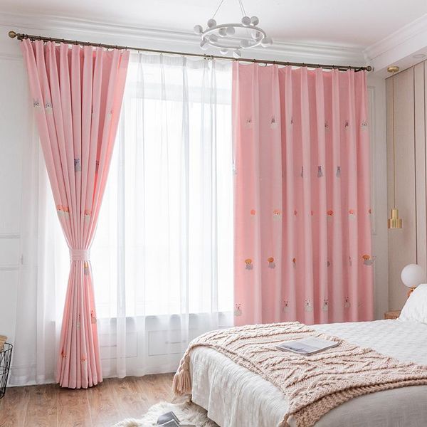 

curtain & drapes chicity pink princess style curtains for girl's room embroidered cartoon bedroom window customized