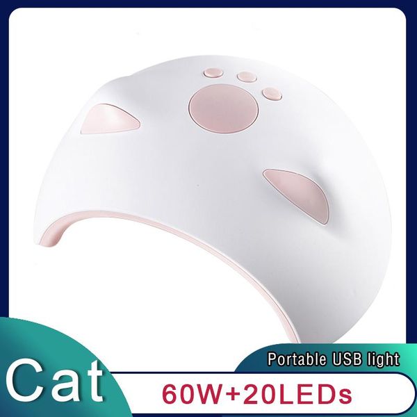 

nail dryers portable 60w white or pink dryer machine uv led lamp usb cable home use gel varnish tool