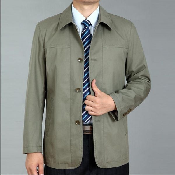 

men's jackets m-4xl spring and autumn middle-aged old cotton jacket business casual lapel coat father plus size clothes, Black;brown