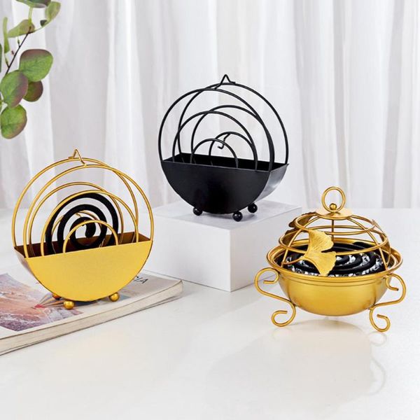

retro iron insect mosquito coil holder nordic style anti- ash incense burner with lid sandalwood repellent for home fragrance lamps