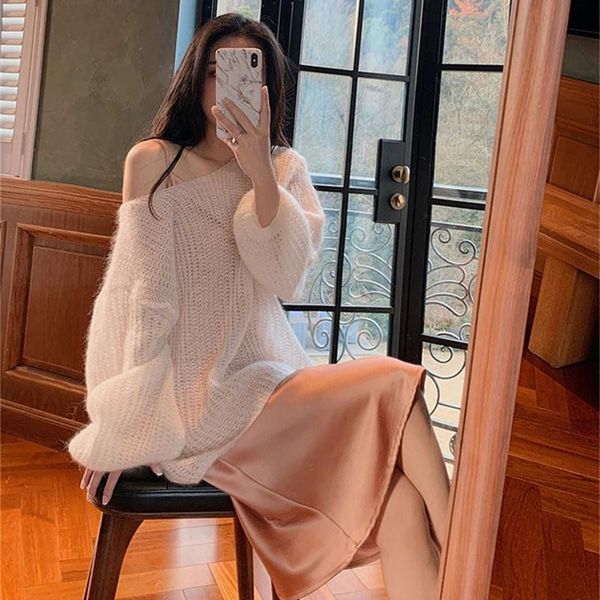 

women's sweaters 2021 outerwear gentle college lazy sweater women, White;black