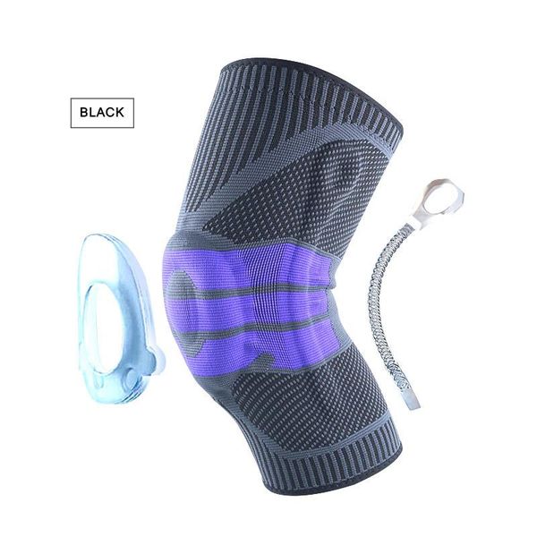 

pcs knee pad protector brace silicone spring basketball running compression sleeve support sports protection elbow & pads, Black;gray