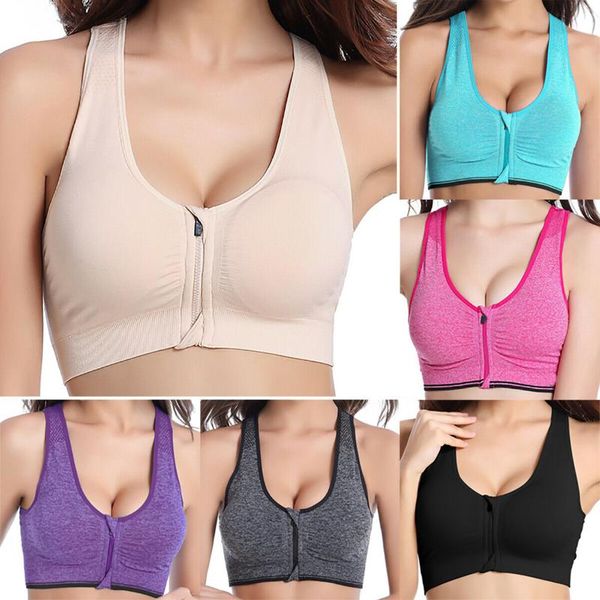 

yoga outfit women zipper push up sports bras vest underwear shockproof breathable gym fitness athletic running bh sport