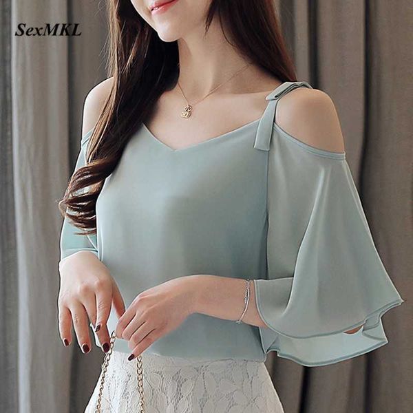 

sexmkl chiffon summer blouse women fashion casual butterfly sleeve shirt korean ladies white blouses blusas mujer 210528