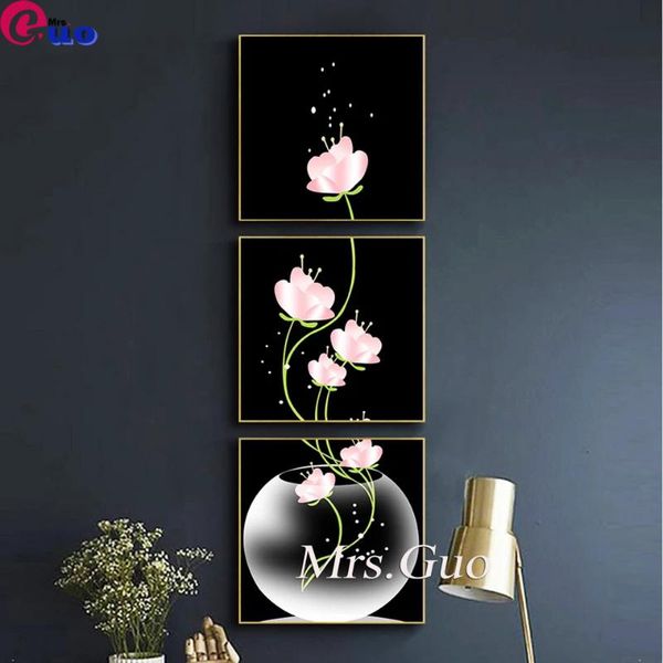 

diamond painting vertical 3 pieces wall art triptych flowers cross stitch nordic hallway decoration maison home decor