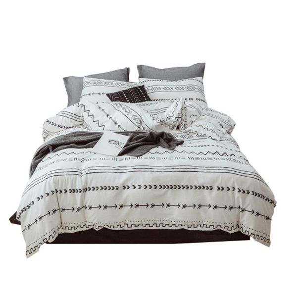 

comfortable simple cotton printed bedding three-piece set  quilt cover 228 x 228cm pillow 51 66cm 2 sets