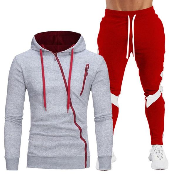 

men's tracksuits 2021 casual tracksuit men 2 piece set female hooded sweatshirt and pants sportwear suit pullover hoodies clothes+trous, Gray