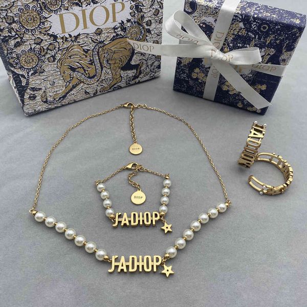 

special offer 2021 luxury designer jewelry new star pearl necklace bracelet, Silver