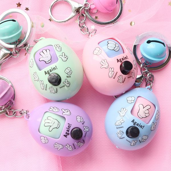 

stone scissors keychain creative key chain guessing jitter pendant same toy finger guessing egg gift, Silver