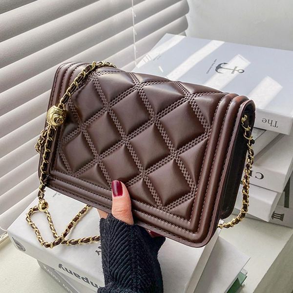 

cross body bag crossbody lattice 2021 square pu leather women's designer handbag vintage chain shoulder messenger