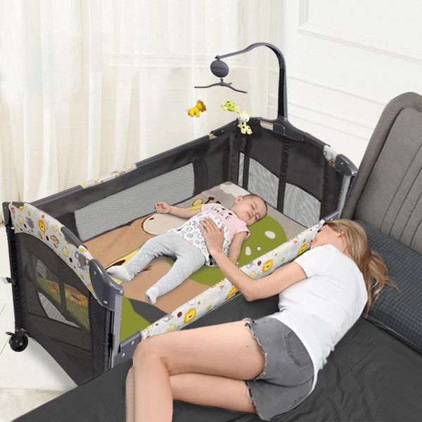 

baby crib born splicing large bed removable portable folding infant cot bedside cradle toddler game playground nest cribs