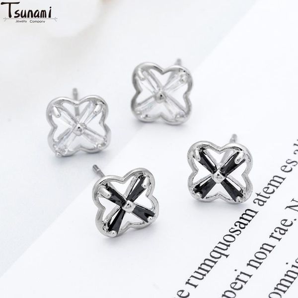 

stud 2021 fashion jewelry earrings design bling zircon stone plating matte black for women lady party, Golden;silver