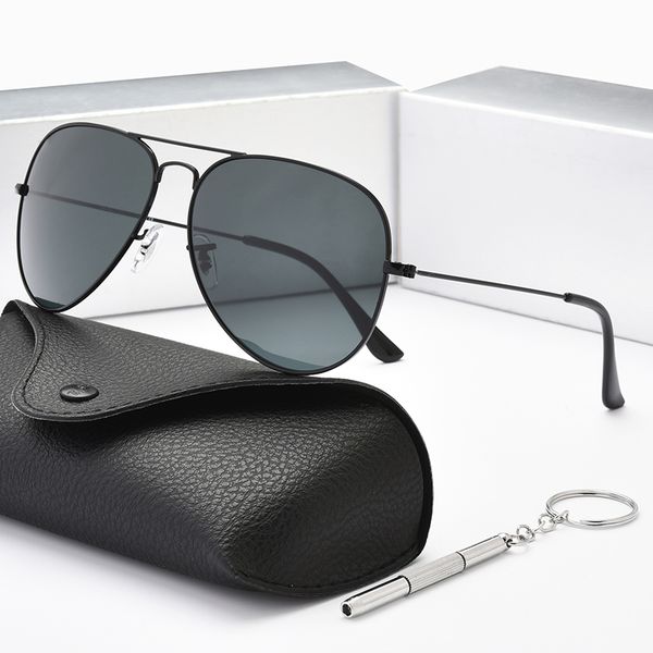 

classic high-definition polarized metal frame aviation sunglasses designer ladies men's women's brand 3026 retro glasses with box, White;black