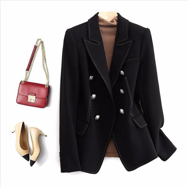 

women's suits & blazers spring and autumn blazer women suit 2021 short slim long sleeve coat female jacket black white oaired, White;black