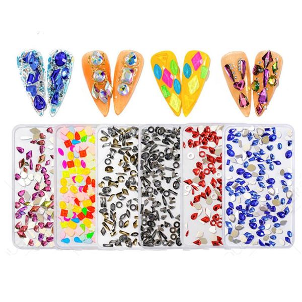 

nail art decorations 120pcs/box crystals diamond stone strass mixed design glass rhinestones for 3d nails supplies, Silver;gold