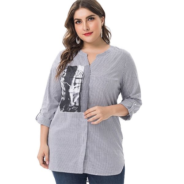 

autumn mom clothes women long sleeve striped shirt blouses fashion ladies vintage elegant plus size womens 210401, White