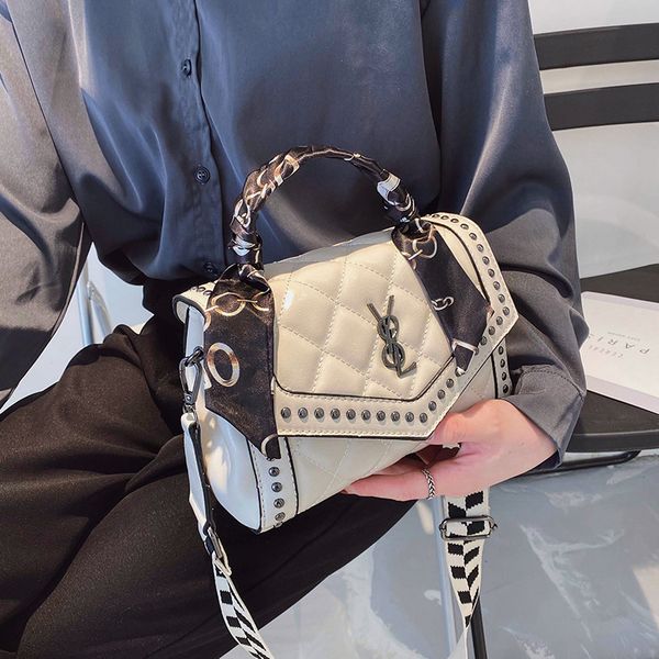 

messenger bagsfashion lingge spring hand 2021 women's rivet small square wide strap single shoulder messenger bag