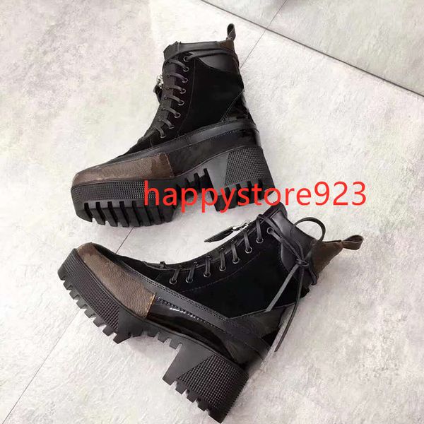 

women major ankle boots fashion lace up platform leather martin boot r ladies letter print winter booties shoes 7180, Black
