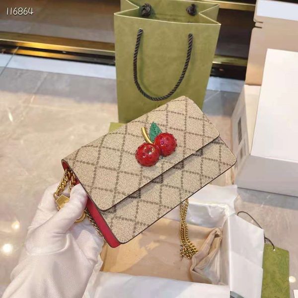 

designer cherry women's single shoulder chain bag with box