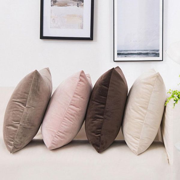 

pillow case 50*50cm silk pillowcase velvet cushion cover sofa decor solid color friendly room christmas gift