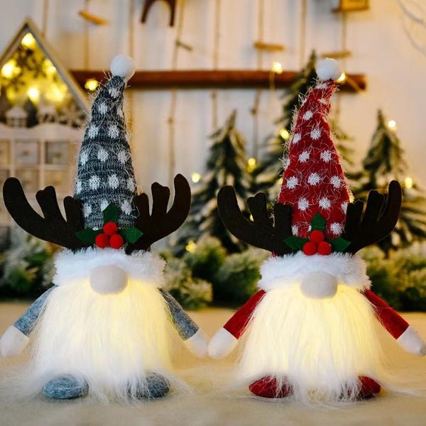 

christmas decorations antlers clover with lights rudolph doll glow faceless