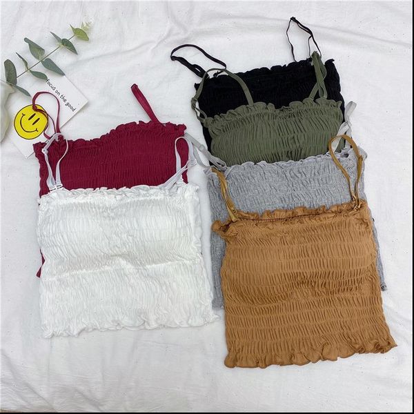 

halter backless bandage womens tank crop cotton seamless underwear for, White