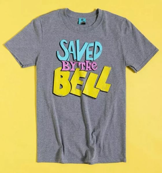 

official saved by the bell logo grey marl t-shirt, White;black