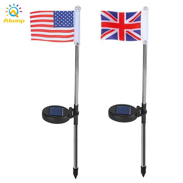 

solar flag light us uk national flags lamp waterproof courtyard decoration lawn lights with ni-mh battery